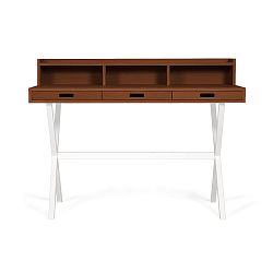 Pracovní stůl z ořechového dřeva s bílými kovovými nohami HARTÔ Hyppolite, 120 x 55 cm