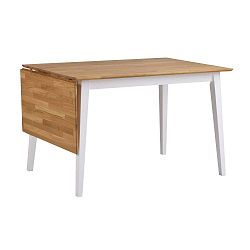 Přírodní sklápěcí dubový jídelní stůl s bílými nohami Folke Mimi, délka 120 - 165 cm