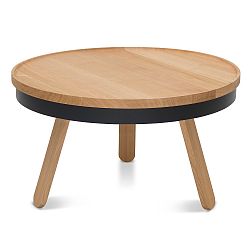 Přírodno-černý odkládací stolek z dubového dřeva s úložným prostorem Woodendot Batea M