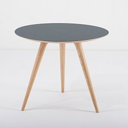 Příruční stolek z dubového dřeva s modrou deskou Gazzda Arp, Ø 55 cm