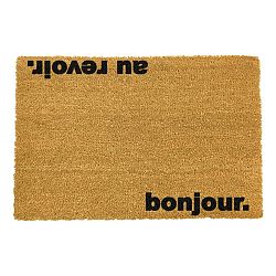 Rohožka z přírodního kokosového vlákna Artsy Doormats Bonjour Au Revoir, 40 x 60 cm