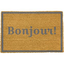 Rohožka z přírodního kokosového vlákna Artsy Doormats Bonjour Grey, 40 x 60 cm
