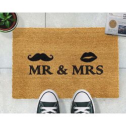 Rohožka z přírodního kokosového vlákna Artsy Doormats Mr and Mrs, 40 x 60 cm