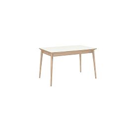 Rozkládací jídelní stůl s bílou deskou WOOD AND VISION Curve, 142 x 84 cm