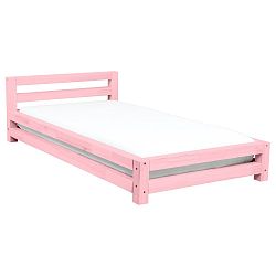 Růžová jednolůžková postel z smrkového dřeva Benlemi Single, 90 x 160 cm