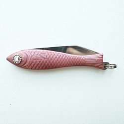 Růžový český nožík rybička s krystalem v oku