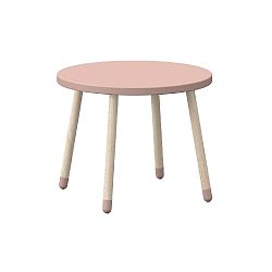 Růžový dětský stolek s nohami z jasanového dřeva Flexa Play, ø 60 cm