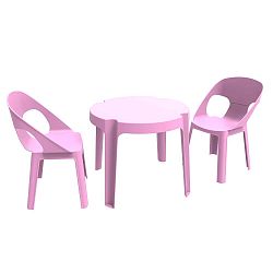 Růžový dětský zahradní set 1 stolu a 2 židliček Resol Julieta