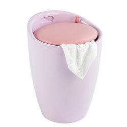 Růžový koš na prádlo a taburetka v jednom Wenko Candy, 20 l