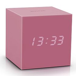 Růžový LED budík Gingko Gravitry Cube