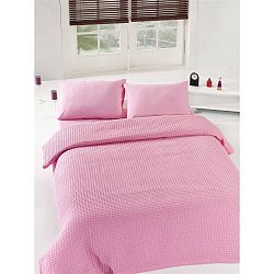 Růžový lehký přehoz přes postel Pink Pique, 200  x  235 cm
