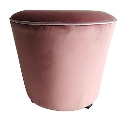 Růžový puf s nohami z borovicového dřeva Simla Velvet, ⌀ 45 cm