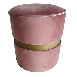 Růžový puf s nohami z borovicového dřeva Simla Velvet Champagne, ⌀ 40 cm