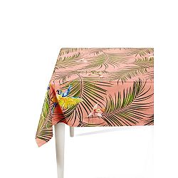 Růžový ubrus s palmami The Mia Parrot, 230 x 150 cm