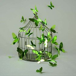 Sada 12 adhezivních 3D samolepek Fanastick Butterflies Green