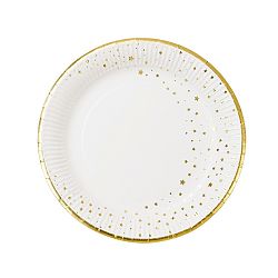 Sada 12 papírových talířků se okrajem zlaté barvy Talking tables Metallics, ⌀ 23 cm