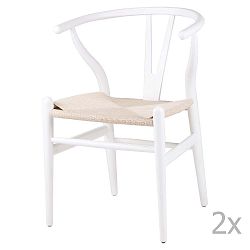Sada 2 bílých dřevěných jídelních židlí sømcasa Ada