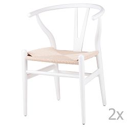 Sada 2 bílých  dřevěných jídelních židlí sømcasa Ada
