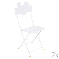 Sada 2 bílých kovových zahradních židlí Fermob Bistro Mickey
