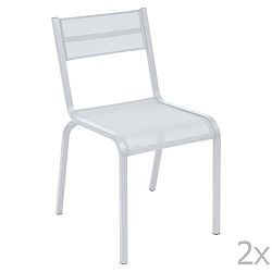 Sada 2 bílých kovových zahradních židlí Fermob Oléron