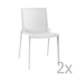 Sada 2 bílých zahradních jídelních židlí Resol Net-Kat