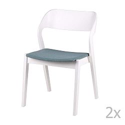 Sada 2 bílých židlí s mátově zeleným podsedákem sømcasa Bianca