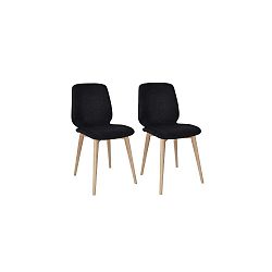 Sada 2 černých jídelních židlí s nohami z masivního dubového dřeva WOOD AND VISION Classic