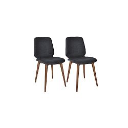Sada 2 černých jídelních židlí s nohami z masivního ořechového dřeva WOOD AND VISION Basic