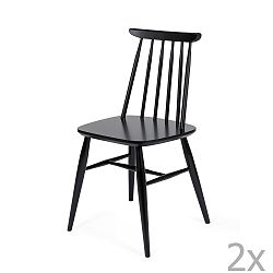 Sada 2 černých jídelních židlí z masivní břízy Woodman Aino 