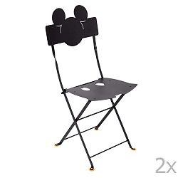 Sada 2 černých kovových zahradních židlí Fermob Bistro Mickey
