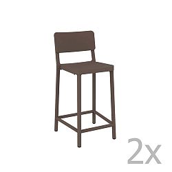 Sada 2 čokládově hnědých barových židlí vhodných do exteriéru Resol Lisboa Simple, výška 92,2 cm
