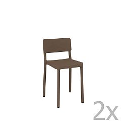 Sada 2 čokoládově hnědých barových židlí vhodných do exteriéru Resol Lisboa, výška 72,9 cm