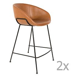 Sada 2 hnědých barových židlí Zuiver Feston, výška sedu 65 cm