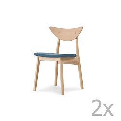 Sada 2 jídelních židlí z masivního dubového dřeva s modrým sedákem WOOD AND VISION Chief