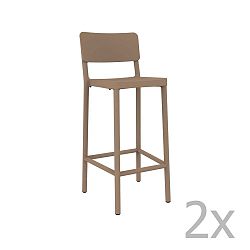 Sada 2 pískově hnědých barových židlí vhodných do exteriéru Resol Lisboa, výška 102,2 cm