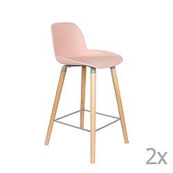 Sada 2 růžových barových židlí Zuiver Albert Kuip, výška sedu 65 cm