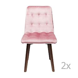 Sada 2 růžových kožených jídelních židlí Kare Design Moritz