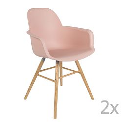 Sada 2 růžových židlí s opěrkami Zuiver Albert Kuip