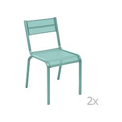 Sada 2 světle modrých kovových zahradních židlí Fermob Oléron