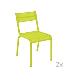 Sada 2 světle zelených kovových zahradních židlí Fermob Oléron