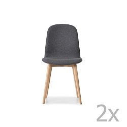Sada 2 tmavě šedých jídelních židlí s nohami z masivního dubového dřeva WOOD AND VISION Basic