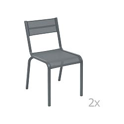 Sada 2 tmavě šedých kovových zahradních židlí Fermob Oléron