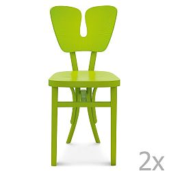 Sada 2 zelených dřevěných židlí Fameg Gitte
