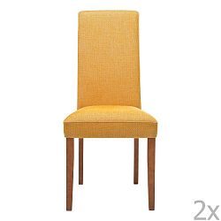 Sada 2 žlutých jídelních židlí s podnožím z bukového dřeva Kare Design Rhytm