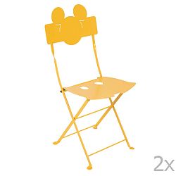 Sada 2 žlutých kovových zahradních židlí Fermob Bistro Mickey