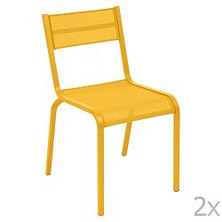 Sada 2 žlutých kovových zahradních židlí Fermob Oléron