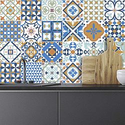 Sada 24 nástěnných samolepek Ambiance Wall Decal Tiles Azulejos Ornaments Mosaic, 15 x 15 cm