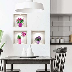 Sada 3 3D samolepek na zeď Ambiance Tulips, Orchids and Lilacs