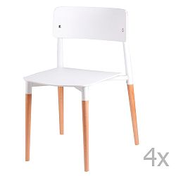 Sada 4 bílých jídelních židlí s dřevěnými nohami sømcasa Claire
