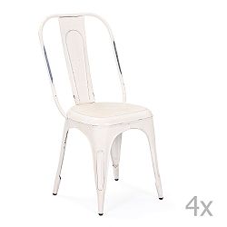 Sada 4 bílých kovových jídelních židlí Interlink Aix